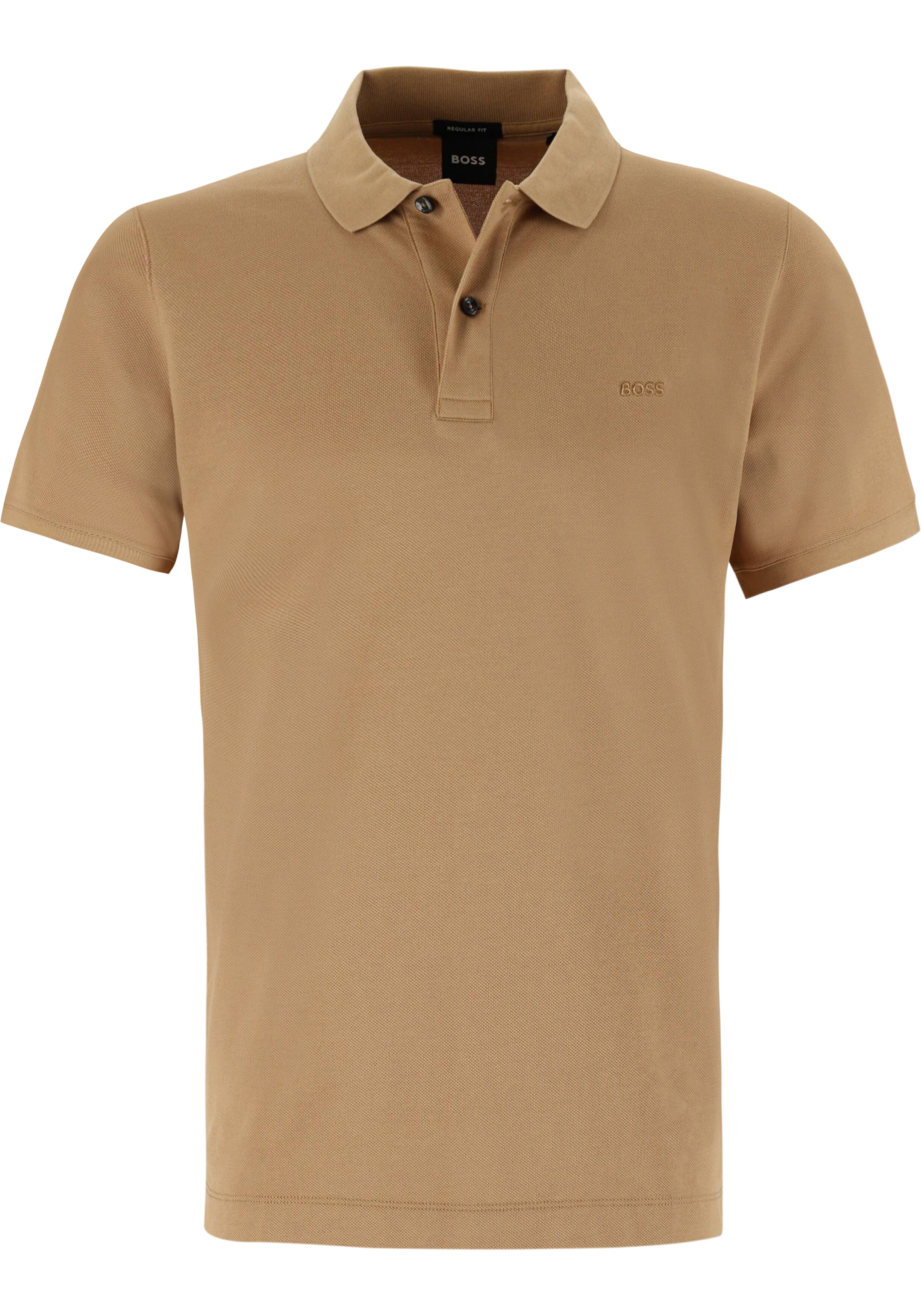 BOSS Pallas regular fit polo, pique, midden beige